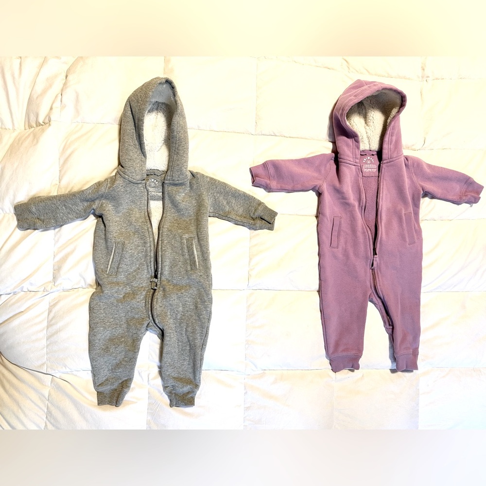 Primary Baby Cozy Fleece Zip Rompers 6-12 mos